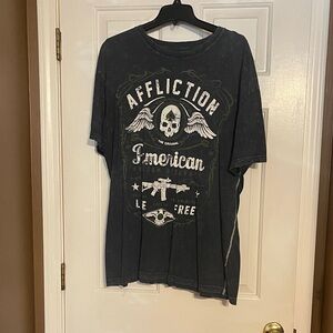 Affliction Charcoal Graphic Tee with Skull Design
